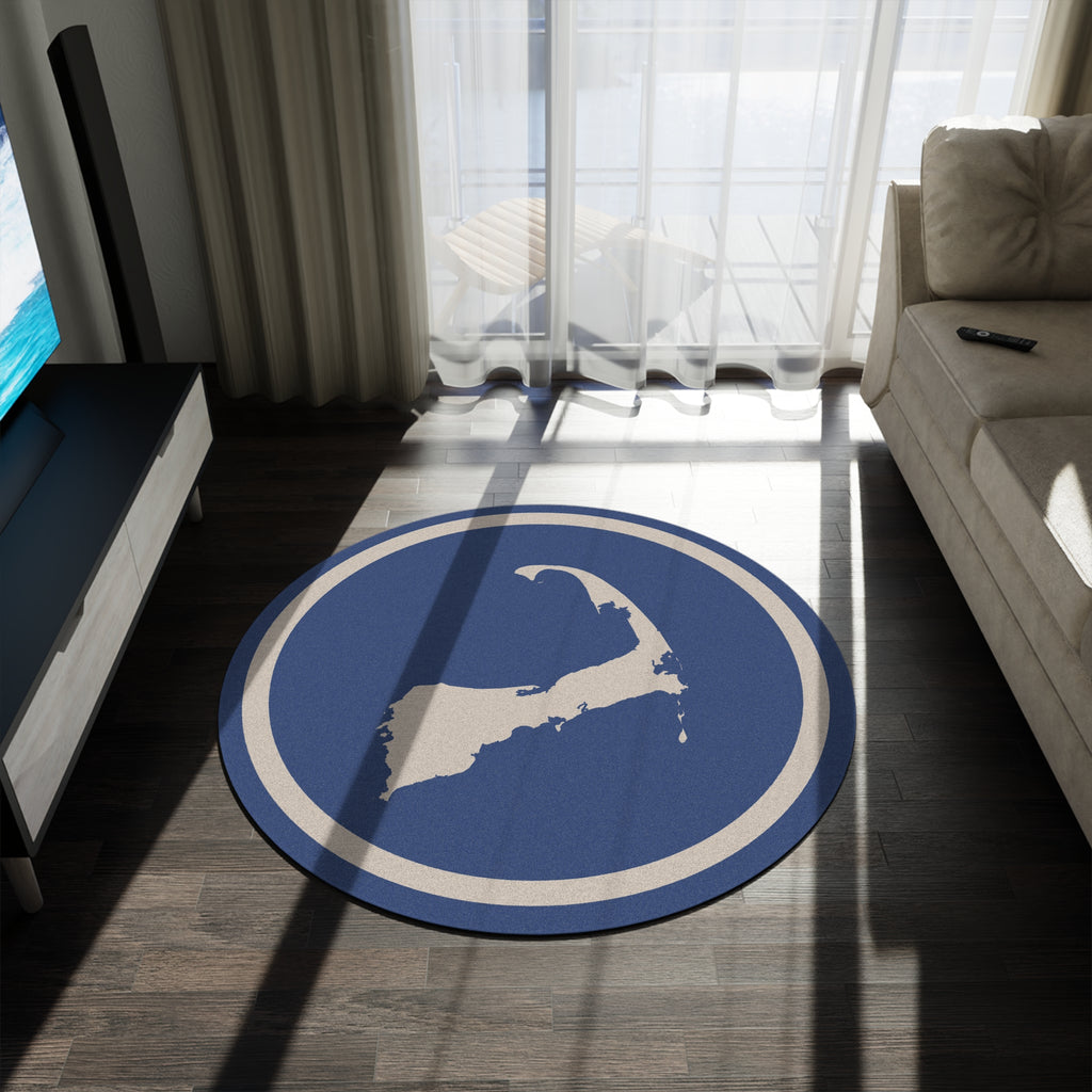 Cape Cod Map Round Rug Ivory Ring