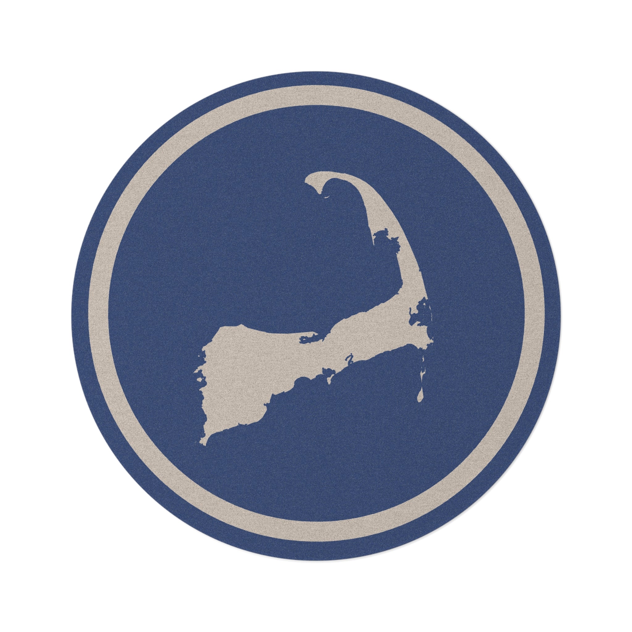 Cape Cod Map Round Rug Ivory Ring