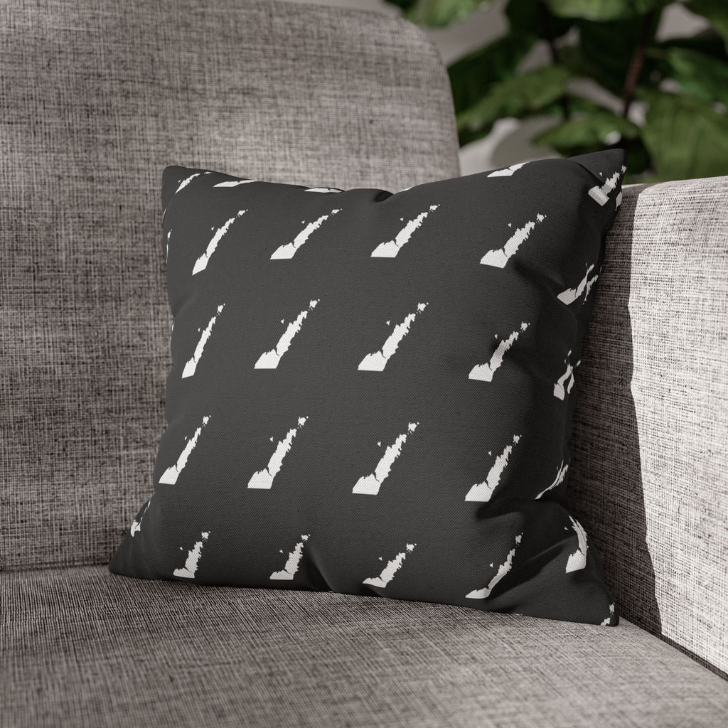 Door County Silhouette Pattern Pillow — Monochrome Decorative Throw Pillowcase
