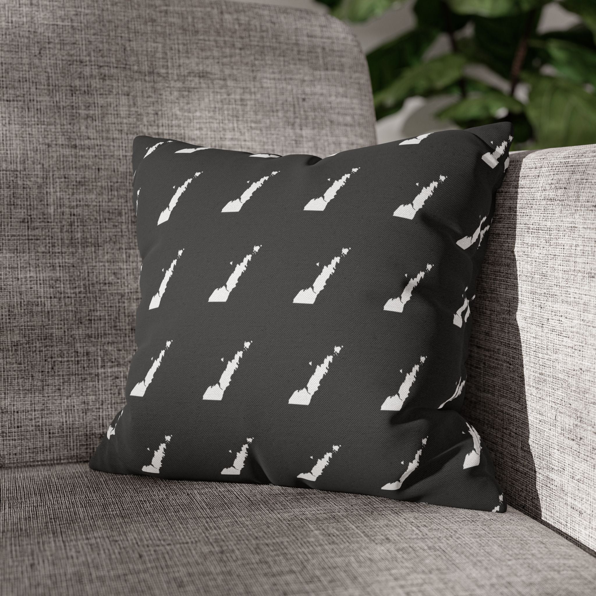 Door County Silhouette Pattern Pillow — Monochrome Decorative Throw Pillowcase