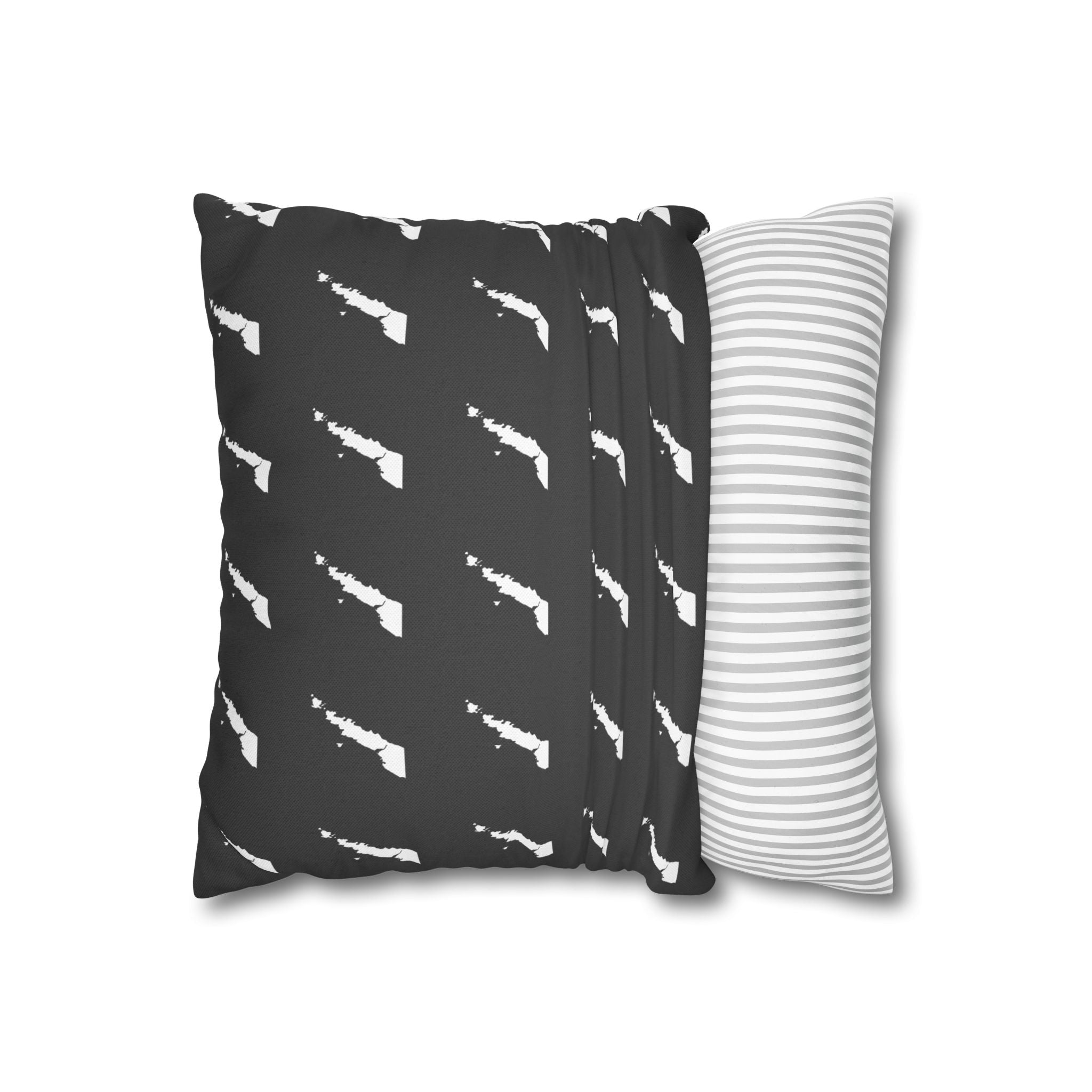 Door County Silhouette Pattern Pillow — Monochrome Decorative Throw Pillowcase