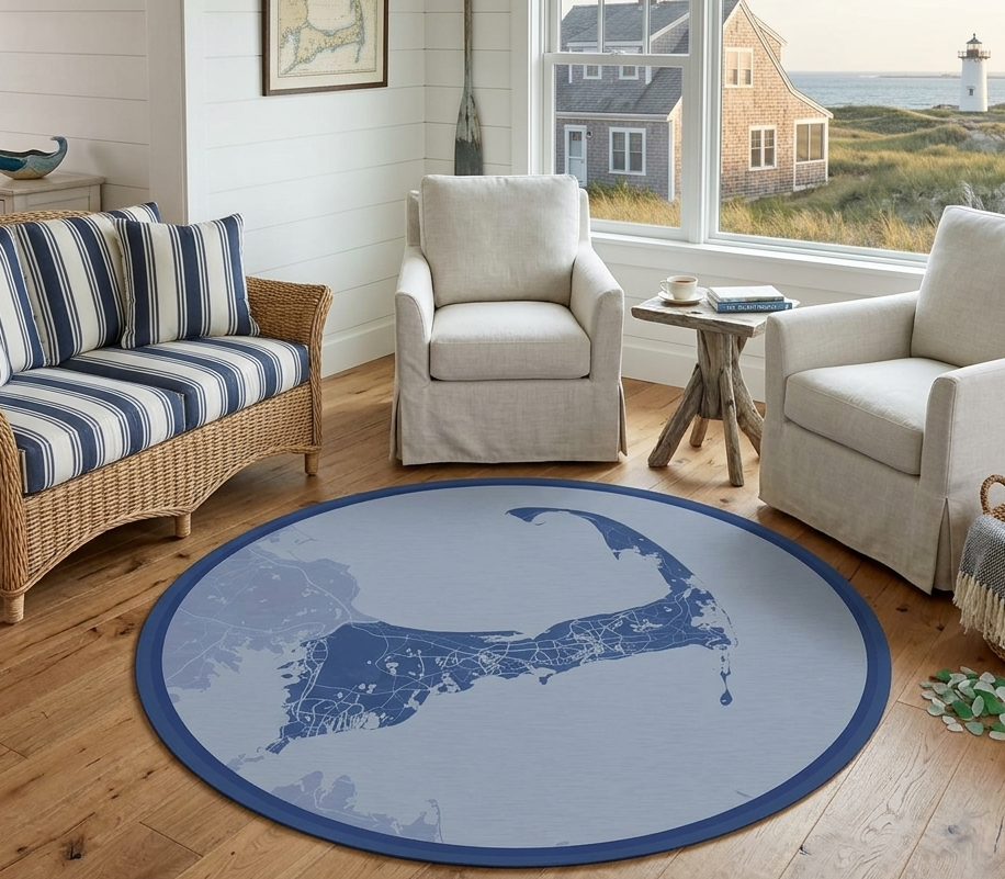 Cape Cod Map Round Rug BB